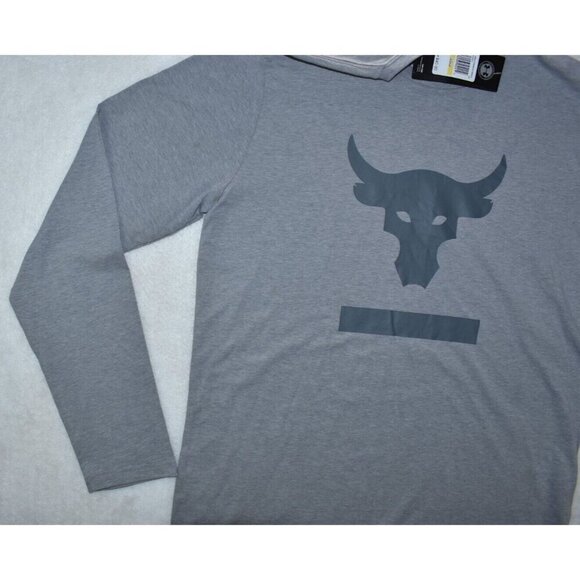 Under Armour Project Rock Men's Shirt Size M Gray Hardest Worker Long Sleeve New - Picture 7 of 11
